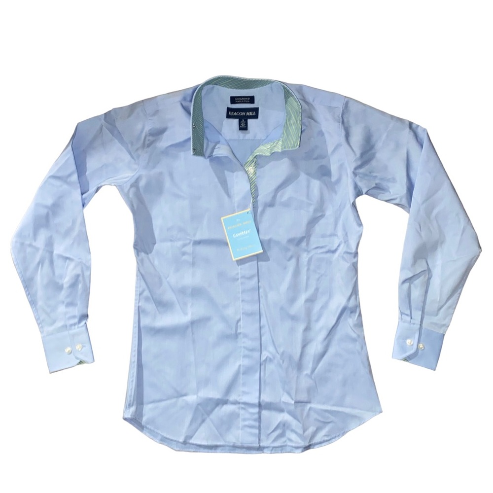 Beacon Hill Equestrian Show Riding Shirt Blue Cool Max Collection Girls Size 14.